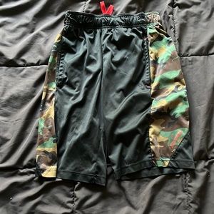 Black and camp basketball shorts